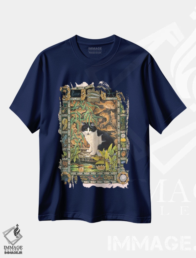تیشرت سرمه ای طرح دار برج حوت اثر آیوری کتس