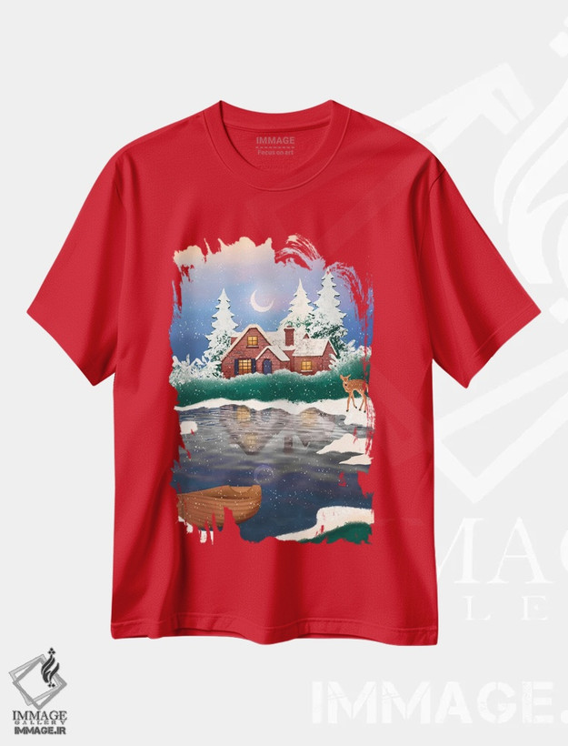تیشرت قرمز طرح دار سرزمین عجایب زمستانی اثر اولیویا بورکی