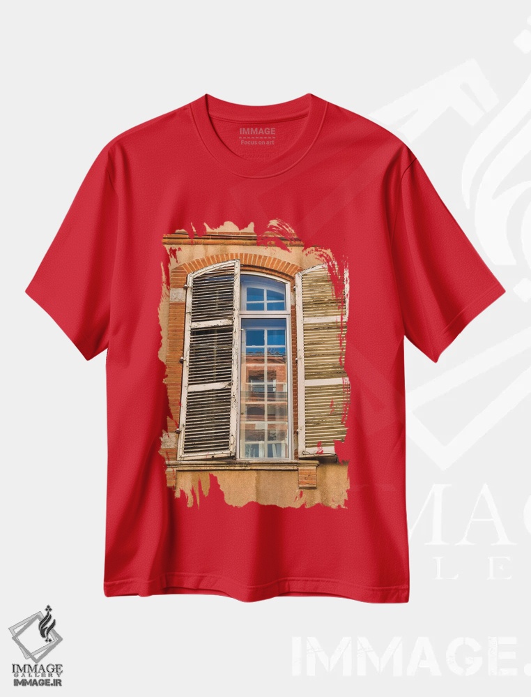 تیشرت قرمز طرح دار Toulouse. Window and shutters in the streets of Toulouse,فرانسه، تولوز، پنجره و کرکره در کوچه های تولوز اثر هولیس لونی