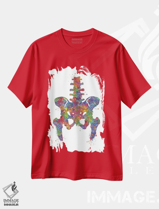 تیشرت قرمز طرح دار لگن اثر جنفی آرت