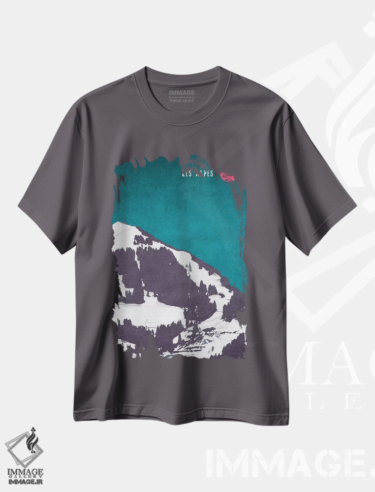 تیشرت طوسی طرح دار آلپ اثر کوبیستیکا