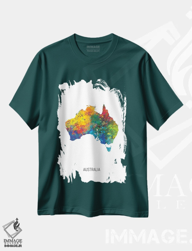 تیشرت سبز طرح کشورها ,نقشه استرالیا اثر مایکل تامپست