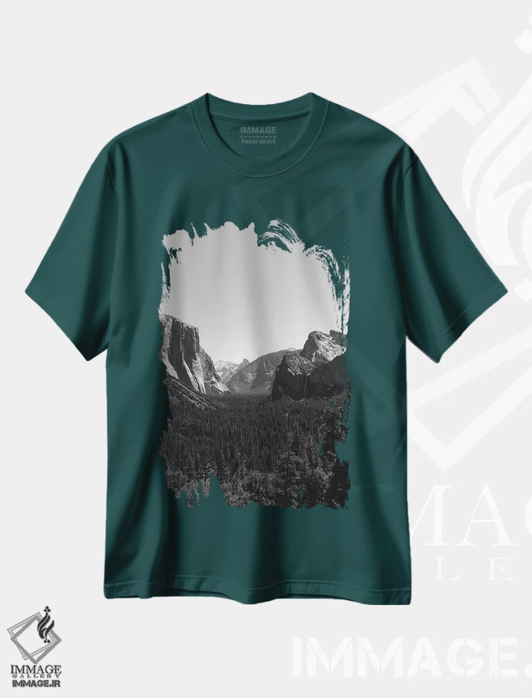 تیشرت سبز طرح دار Yosemite National Park III,دورنمای تونلی - پارک ملی یوسیمیتی سوم اثر بثانی یانگ