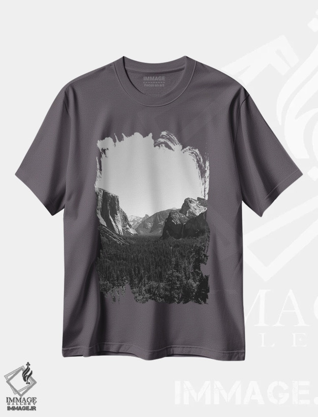 تیشرت طوسی طرح دار Yosemite National Park III,دورنمای تونلی - پارک ملی یوسیمیتی سوم اثر بثانی یانگ