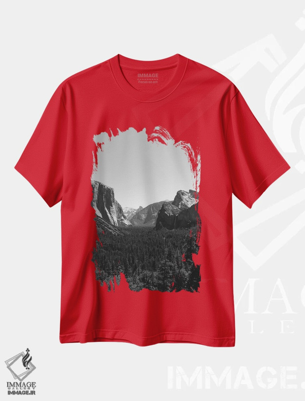 تیشرت قرمز طرح دار Yosemite National Park III,دورنمای تونلی - پارک ملی یوسیمیتی سوم اثر بثانی یانگ