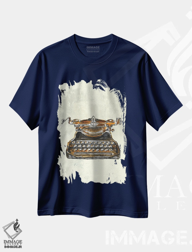 تیشرت سرمه ای طرح دار ماشین تایپ قدیمی اثر فانیتسا پترو