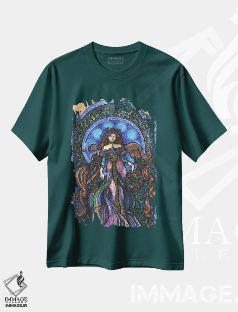 تیشرت سبز طرح دار بهار به سبک آرت نوو اثر فانیتسا پترو
