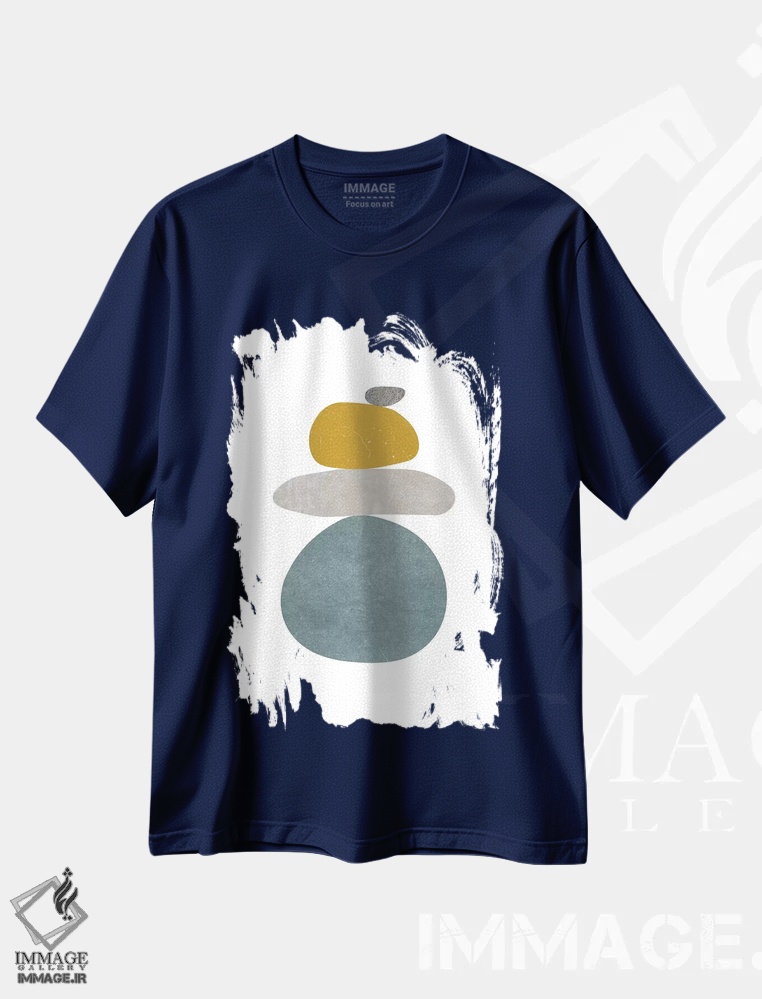 تیشرت سرمه ای طرح دار سنگریزه ها V اثر نووو پرینتس