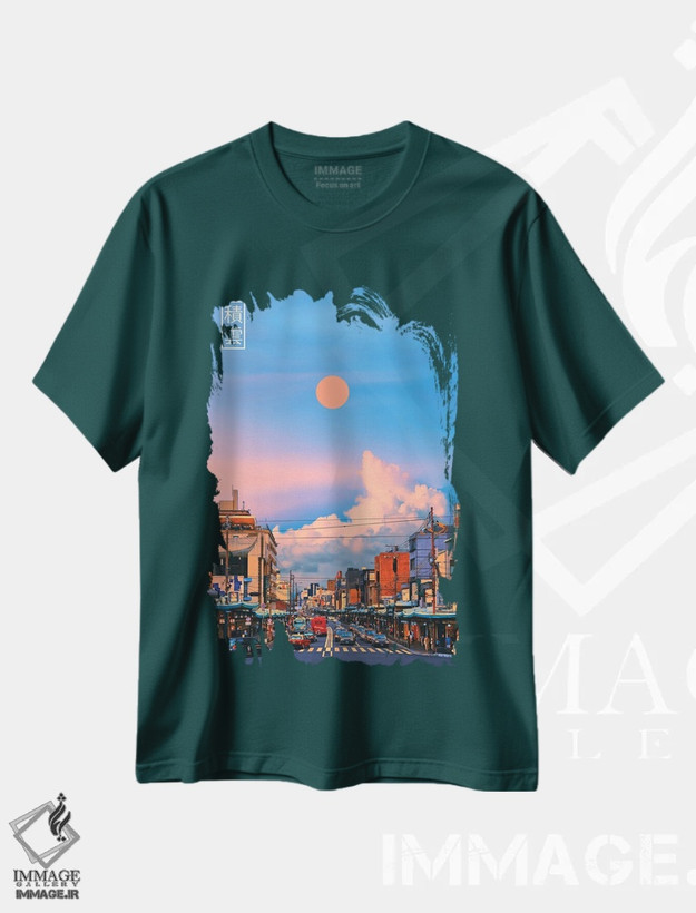 تیشرت سبز طرح دار ابر کومولوس در ژاپن چهارم اثر دانر اوروزکو