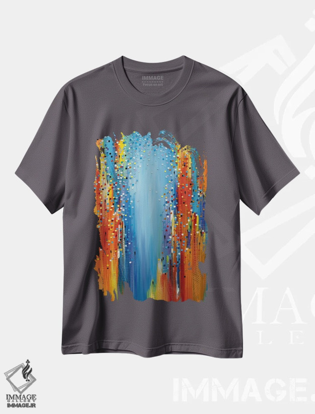 تیشرت طوسی طرح دار شهر در حرکت اثر اکاترینا ارمیلکینا
