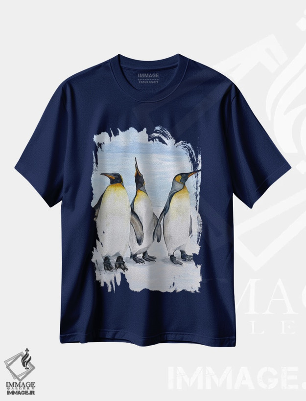 تیشرت سرمه ای طرح دار پنگوئن های شاد اثر لوسیا کازاردووا