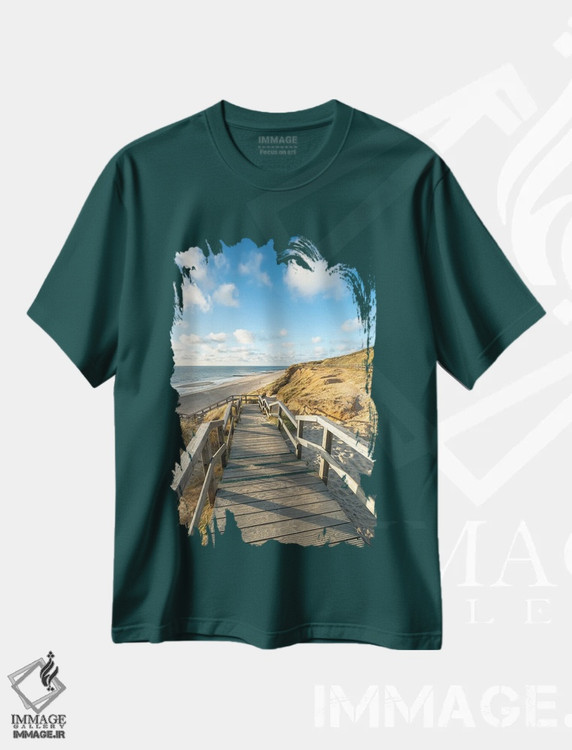 تیشرت سبز طرح دار North Sea Coast, Kampen, Sylt, Schleswig-Holstein, Germany,مسیر پیاده روی به سوی ساحل، سواحل دریای شمال، کامپن، زولت، اشلسویگ-هولشتاین، آلمان اثر یان بکه