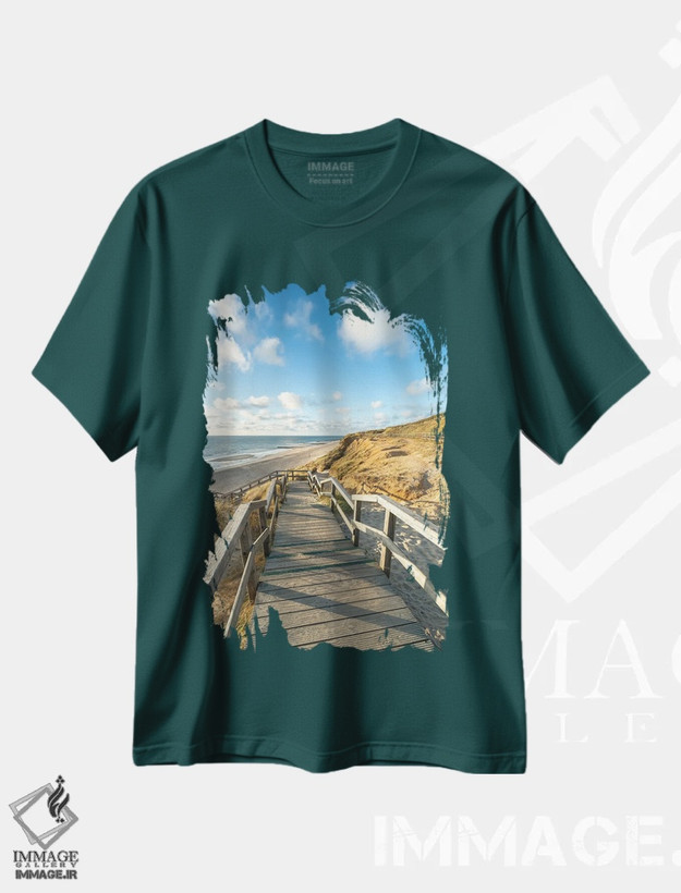 تیشرت سبز طرح دار North Sea Coast, Kampen, Sylt, Schleswig-Holstein, Germany,مسیر پیاده روی به سوی ساحل، سواحل دریای شمال، کامپن، زولت، اشلسویگ-هولشتاین، آلمان اثر یان بکه