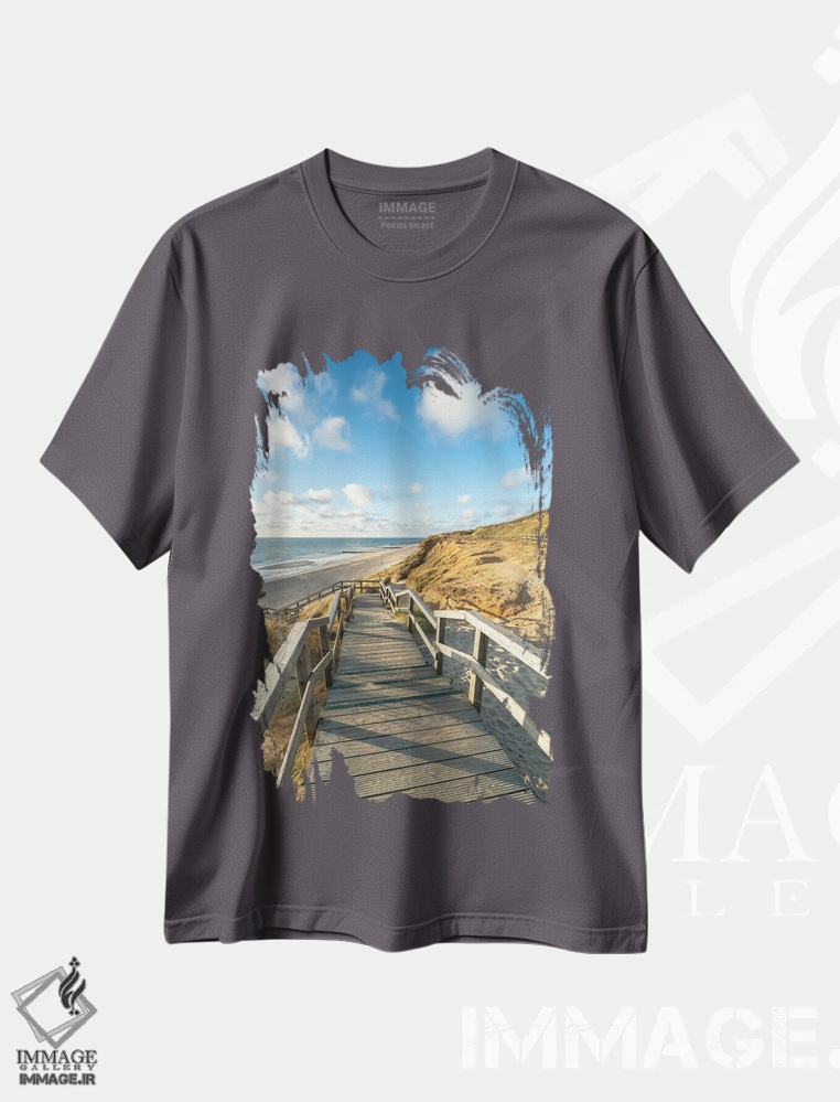 تیشرت طوسی طرح دار North Sea Coast, Kampen, Sylt, Schleswig-Holstein, Germany,مسیر پیاده روی به سوی ساحل، سواحل دریای شمال، کامپن، زولت، اشلسویگ-هولشتاین، آلمان اثر یان بکه