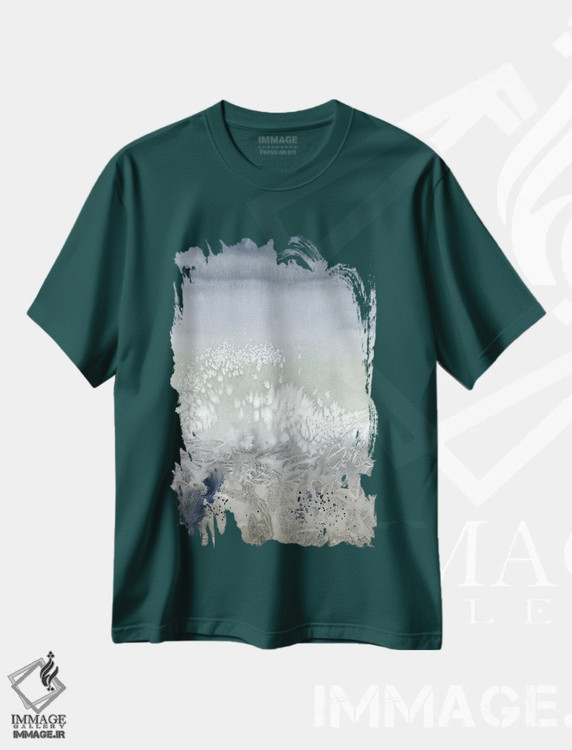 تیشرت سبز طرح دار منظره انتزاعی اثر الگا چفرانوف