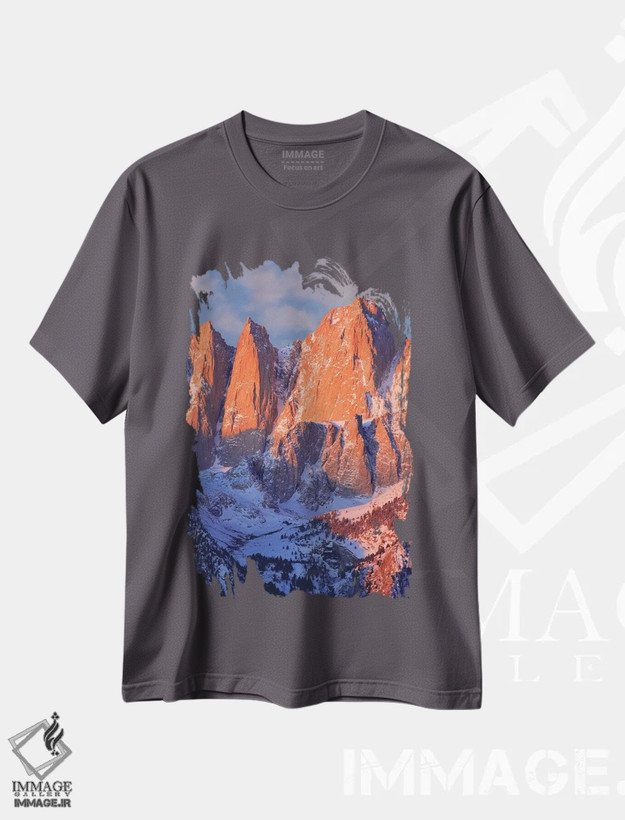 تیشرت طوسی طرح دار California, Mt. Whitney. Mountain landscape in winter.,چشم انداز کوهستانی در زمستان اثر جینز گالری