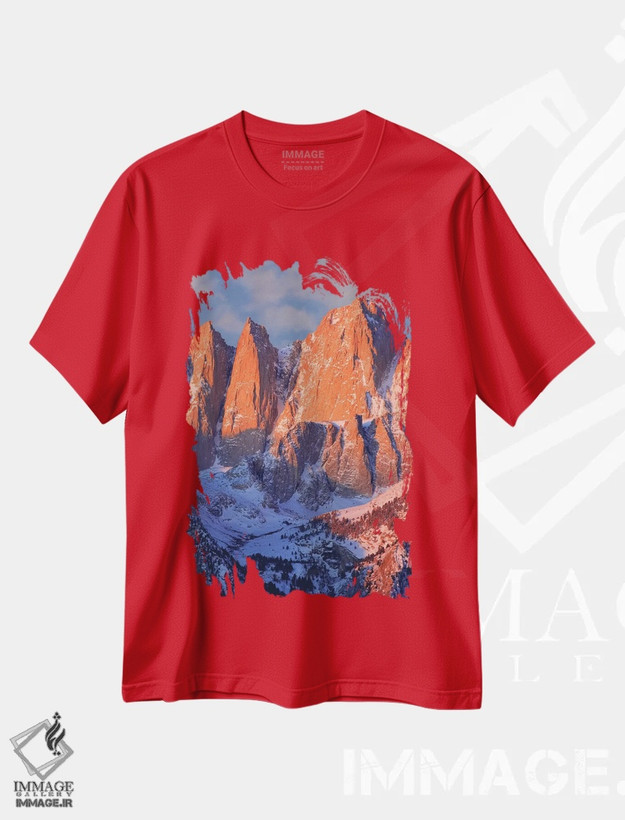 تیشرت قرمز طرح دار California, Mt. Whitney. Mountain landscape in winter.,چشم انداز کوهستانی در زمستان اثر جینز گالری