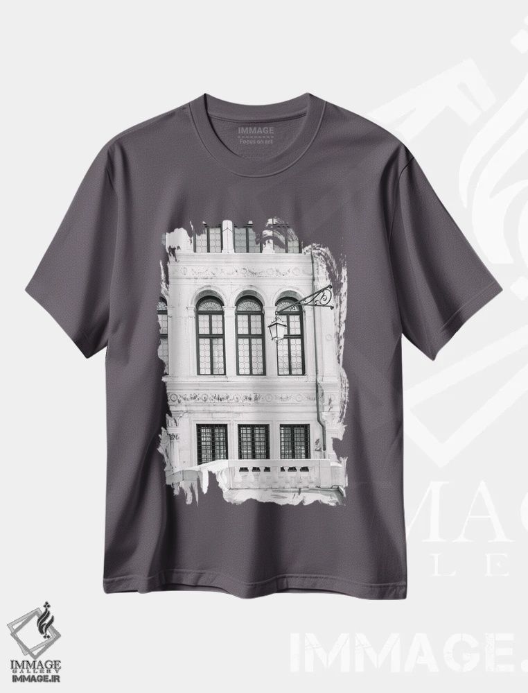 تیشرت طوسی طرح دار Italy In Black & White,ونیز، ایتالیا اثر لاولی لیتل هوم کو