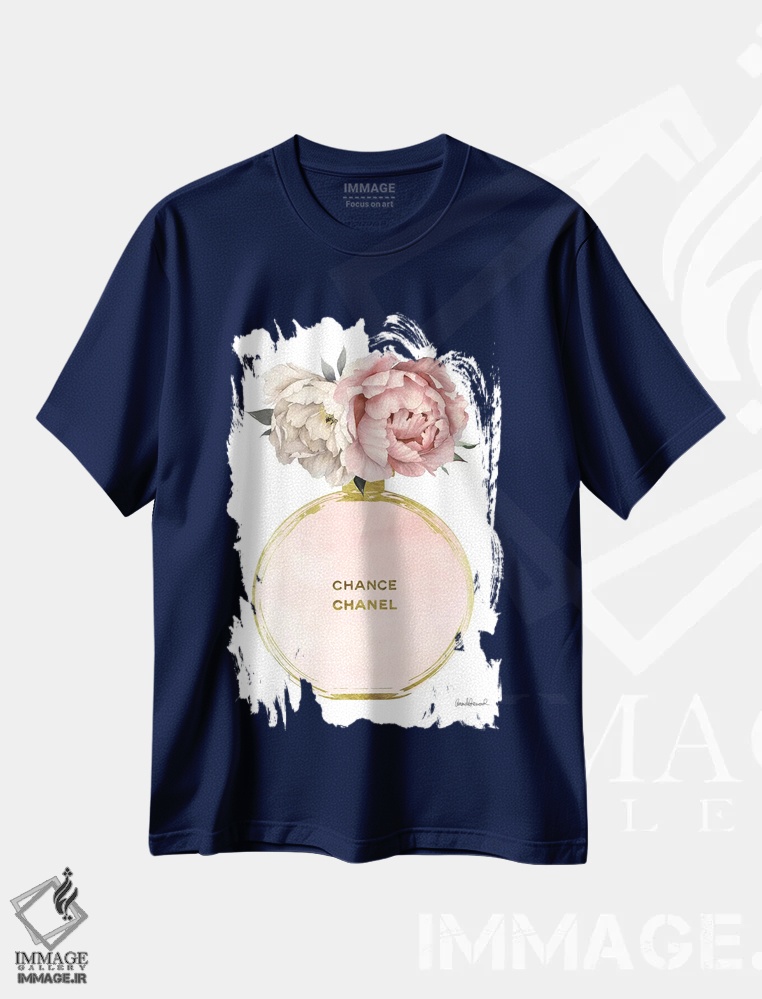 تیشرت سرمه ای طرح دار Nude, & Mixed Peony,عطر جامد گرد در طلایی، نود و گل صدتومانی ترکیبی اثر آماندا گرینوود
