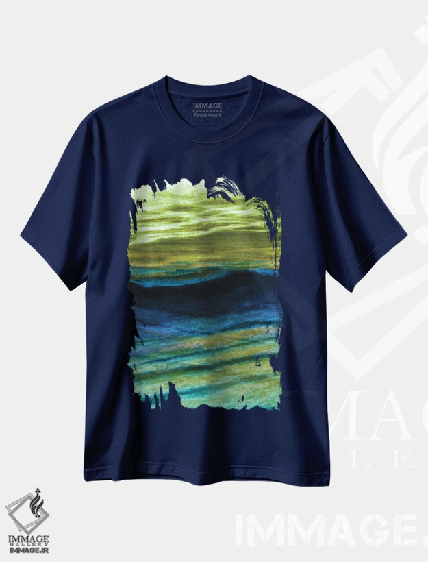 تیشرت سرمه ای طرح دار Colorful Ocean Waves Abstract,بازتاب ها معکوس، امواج اقیانوسی انتزاعی رنگارنگ اثر جولیا دی سانو