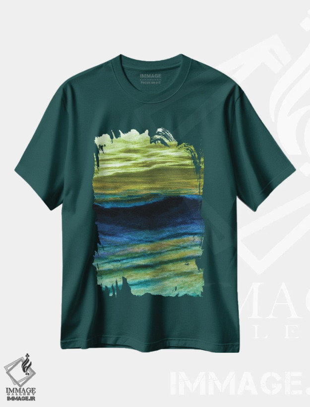 تیشرت سبز طرح دار Colorful Ocean Waves Abstract,بازتاب ها معکوس، امواج اقیانوسی انتزاعی رنگارنگ اثر جولیا دی سانو
