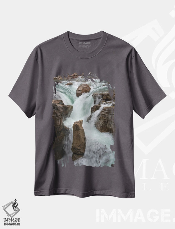 تیشرت طوسی طرح دار Alberta. Sunwapta Falls detail, Jasper National Park.,کانادا، آلبرتا. جزئیات آبشار سانوآپتا، پارک ملی جاسپر اثر جودیت زیمرمن