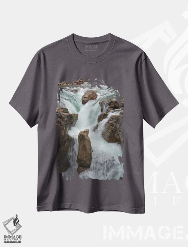 تیشرت طوسی طرح دار Alberta. Sunwapta Falls detail, Jasper National Park.,کانادا، آلبرتا. جزئیات آبشار سانوآپتا، پارک ملی جاسپر اثر جودیت زیمرمن