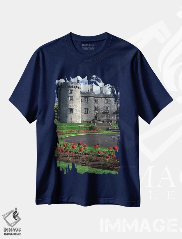 تیشرت سرمه ای طرح دار Kilkenny. View Of Kilkenny Castle.,ایرلند، کیلکنی. نمای قلعهٔ کیلکنی اثر جینز گالری