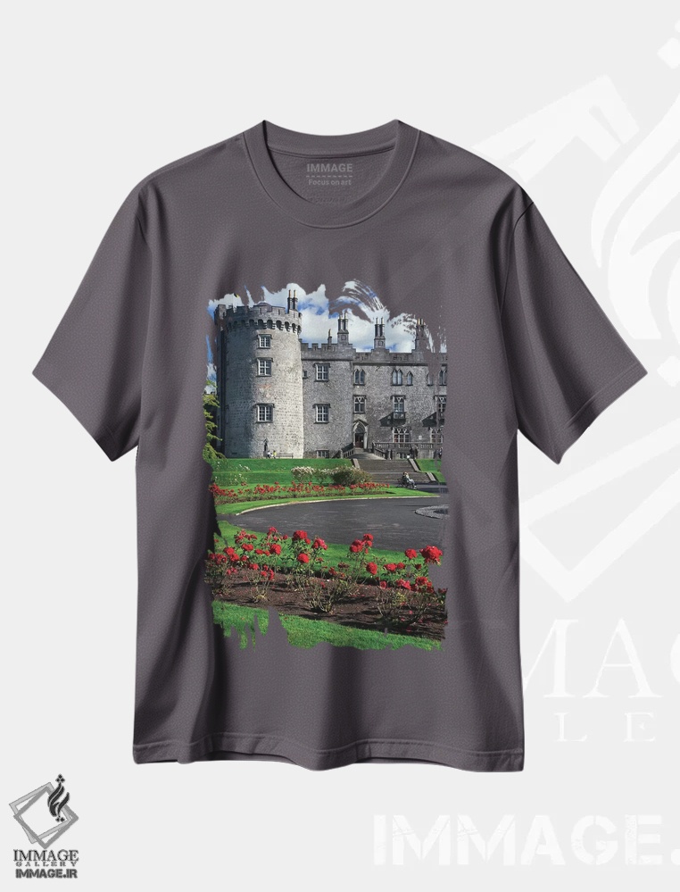 تیشرت طوسی طرح دار Kilkenny. View Of Kilkenny Castle.,ایرلند، کیلکنی. نمای قلعهٔ کیلکنی اثر جینز گالری
