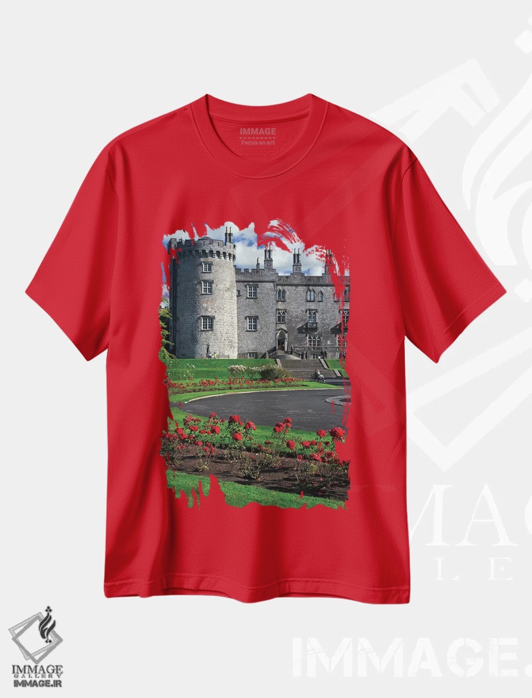 تیشرت قرمز طرح دار Kilkenny. View Of Kilkenny Castle.,ایرلند، کیلکنی. نمای قلعهٔ کیلکنی اثر جینز گالری