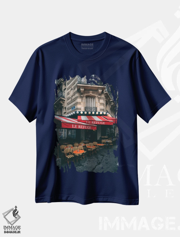 تیشرت سرمه ای طرح دار Montmartre,پناهگاه مونمارتر اثر جان بیلوس