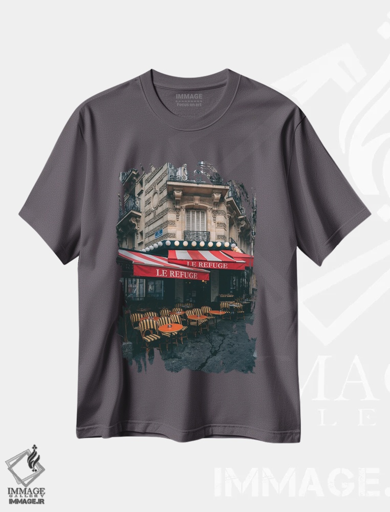 تیشرت طوسی طرح دار Montmartre,پناهگاه مونمارتر اثر جان بیلوس