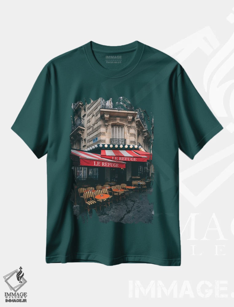 تیشرت سبز طرح دار Montmartre,پناهگاه مونمارتر اثر جان بیلوس