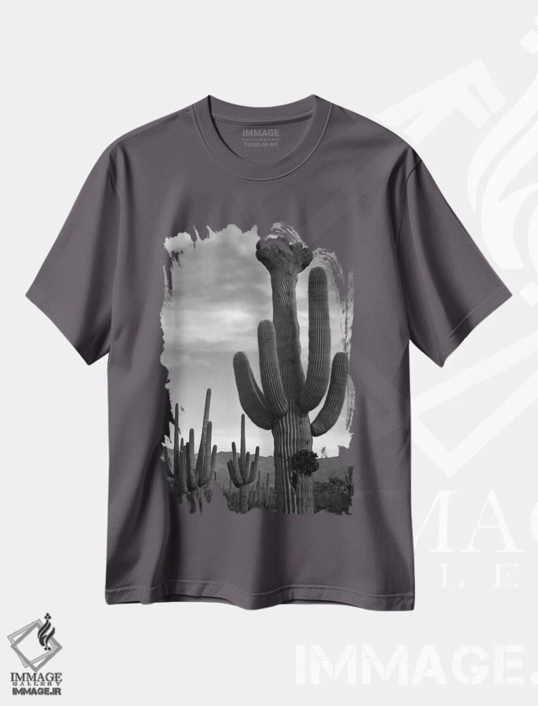 تیشرت طوسی طرح دار Saguaro National Monument,کاکتوس های ساگوارو، یادبود ملی ساگوارو اثر انسل آدامز