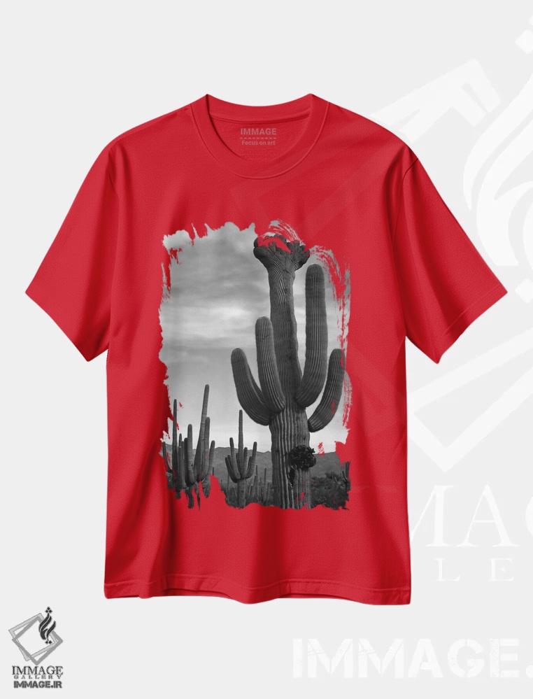 تیشرت قرمز طرح دار Saguaro National Monument,کاکتوس های ساگوارو، یادبود ملی ساگوارو اثر انسل آدامز
