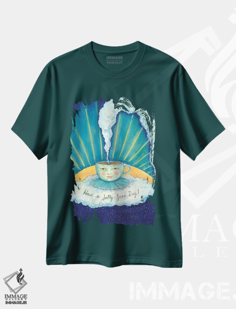 تیشرت سبز طرح دار روز شادی داشته باش! اثر جانا واشتی