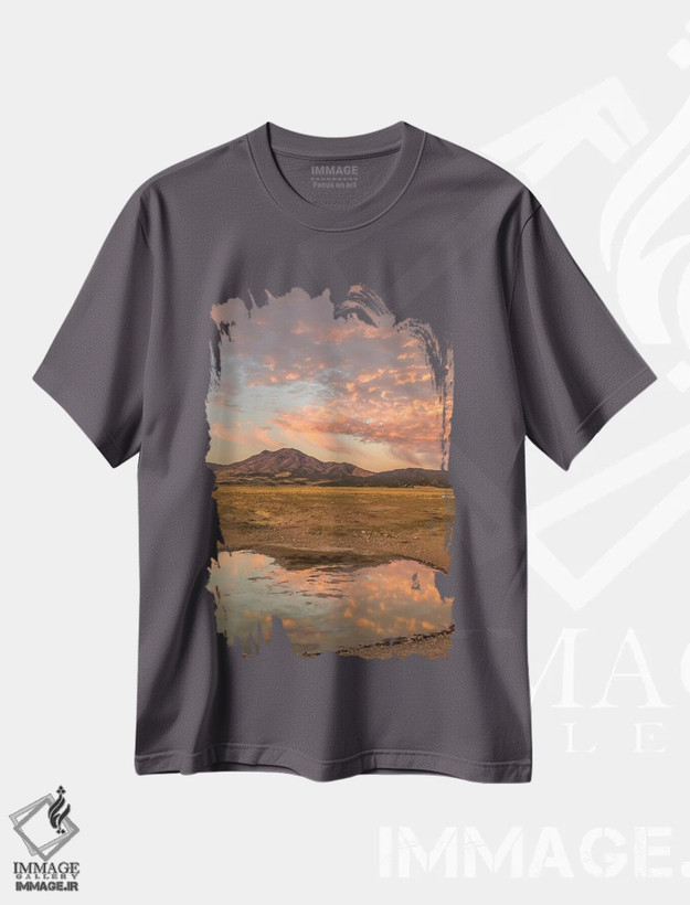 تیشرت طوسی طرح دار Utah, Tooele County. Sunrise at a waterhole.,ایالات متحده، یوتا، شهرستان توئله. طلوع خورشید بر آب گیر. اثر جینز گالری
