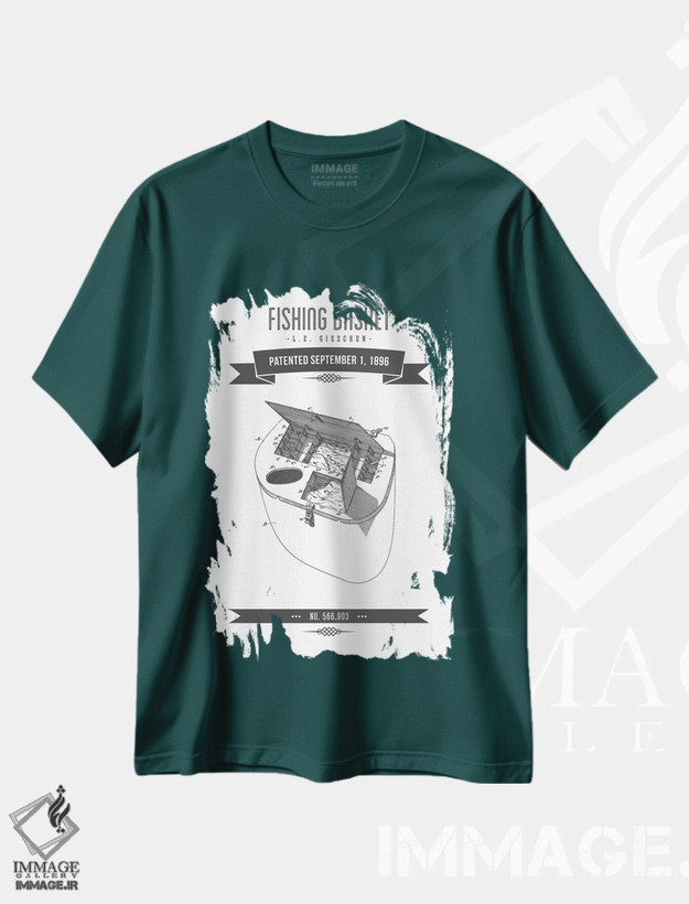 تیشرت سبز طرح دار طرح پتنت کلاسیک سبد ماهیگیری ال.ای. گیشن اثر پیکسل کهنه