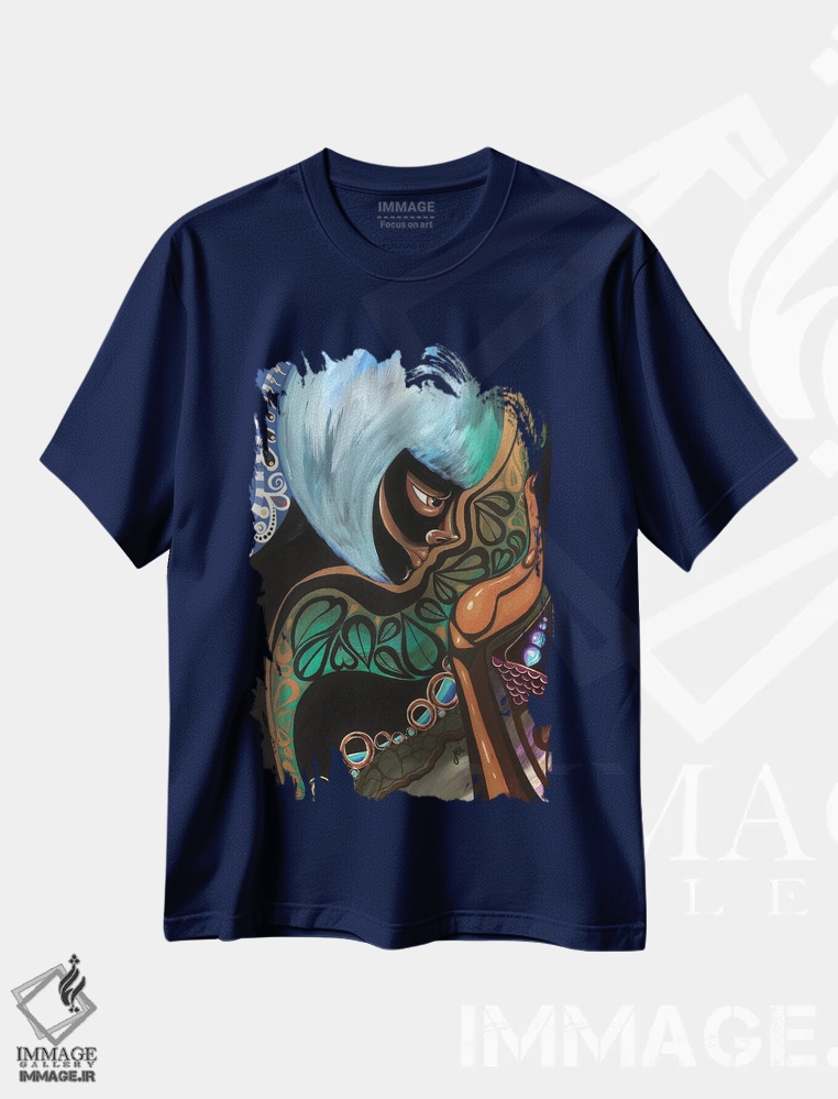 تیشرت سرمه ای طرح دار مادر طبیعت اثر اشلی جوی