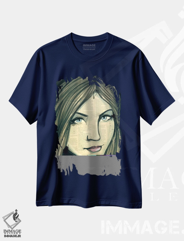 تیشرت سرمه ای طرح دار غمگینی به سبک گرنج اثر فایو بای فایو کالکتیو