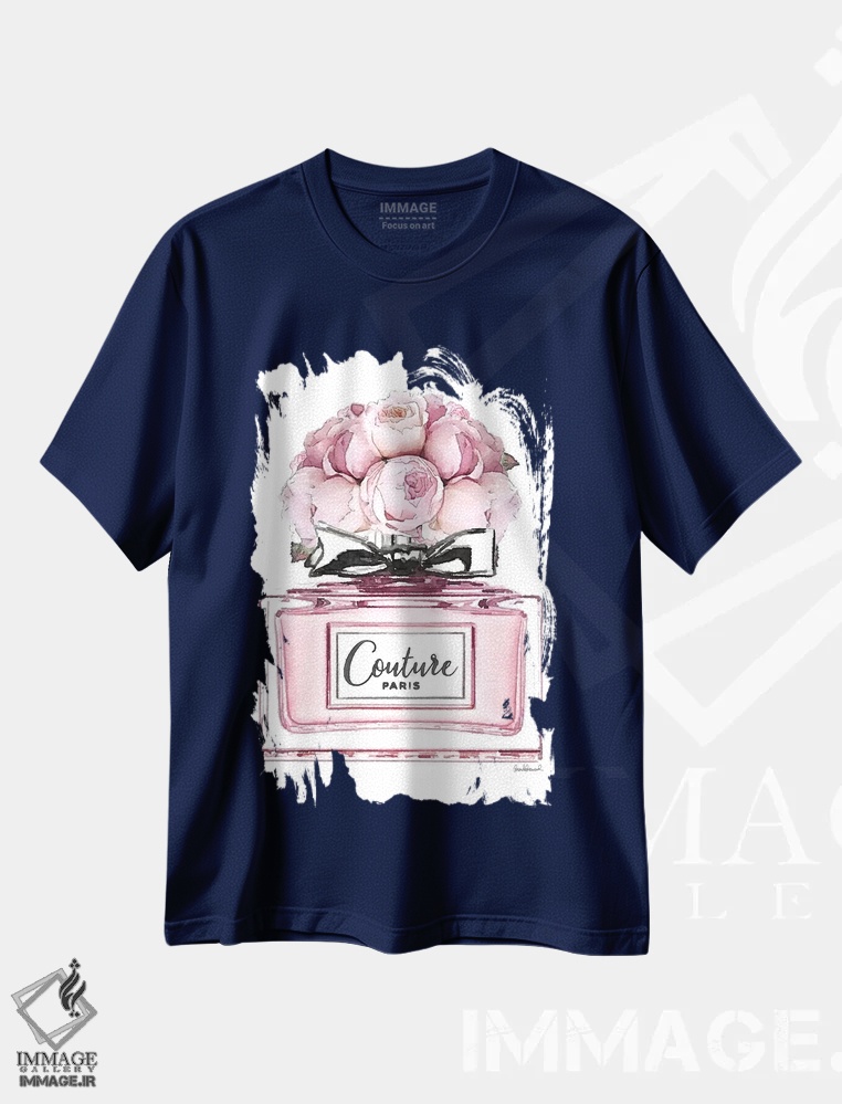 تیشرت سرمه ای طرح دار Pink With Roses,عطر کوتاه، صورتی با گل رز اثر آماندا گرینوود