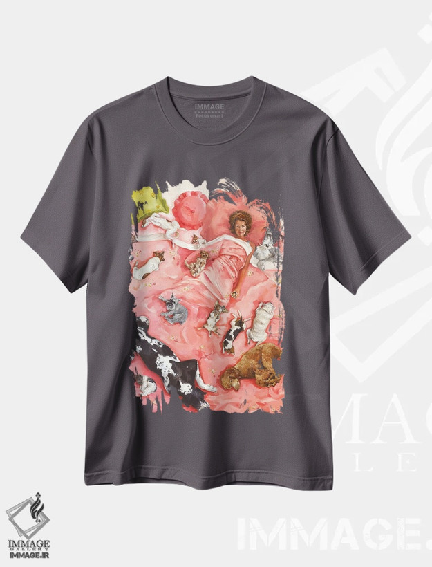 تیشرت طوسی طرح دار قهوه صبحگاهی اثر لیزا فینچ