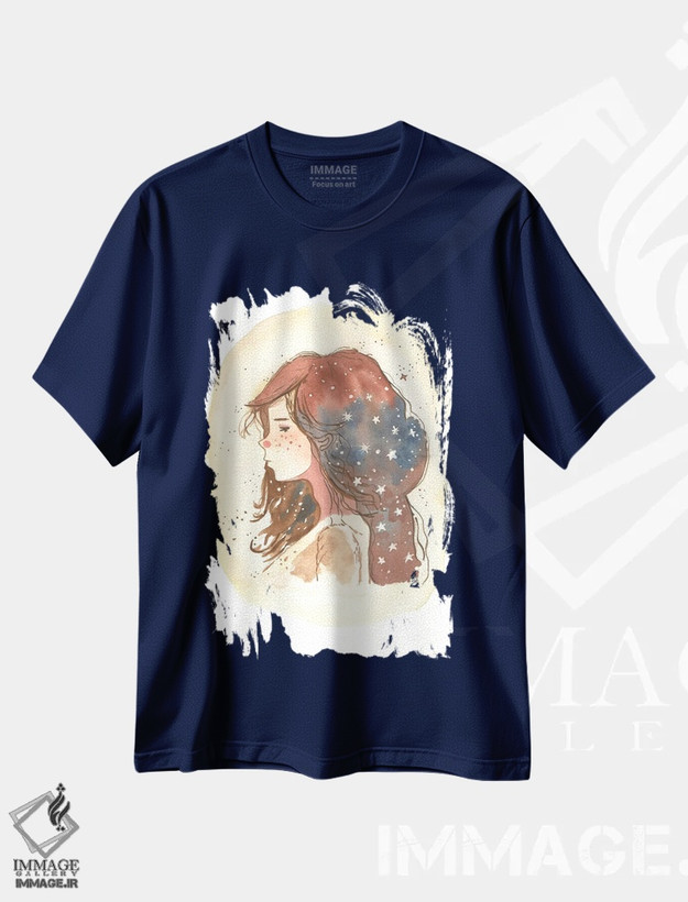 تیشرت سرمه ای طرح دار زنانهٔ الهی اثر اف ان کی دیزاینز