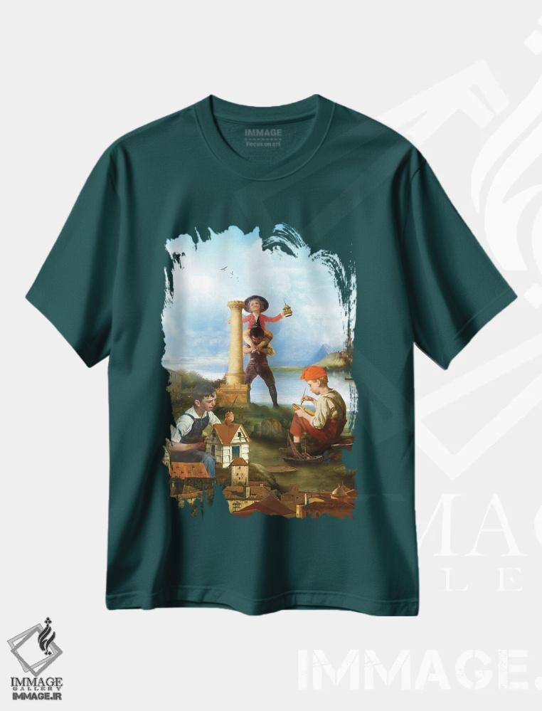 تیشرت سبز طرح دار سازندگان کوچک اثر دیوگو وریسی مو