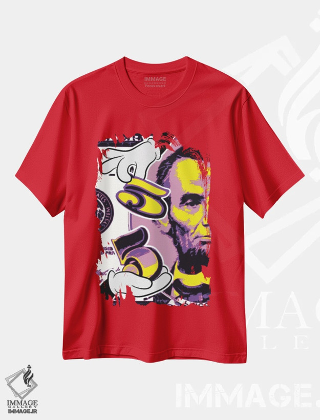 تیشرت قرمز طرح هنر دیجیتال ,"نقاط رستر آبراهام " اثر کریستین میلئو