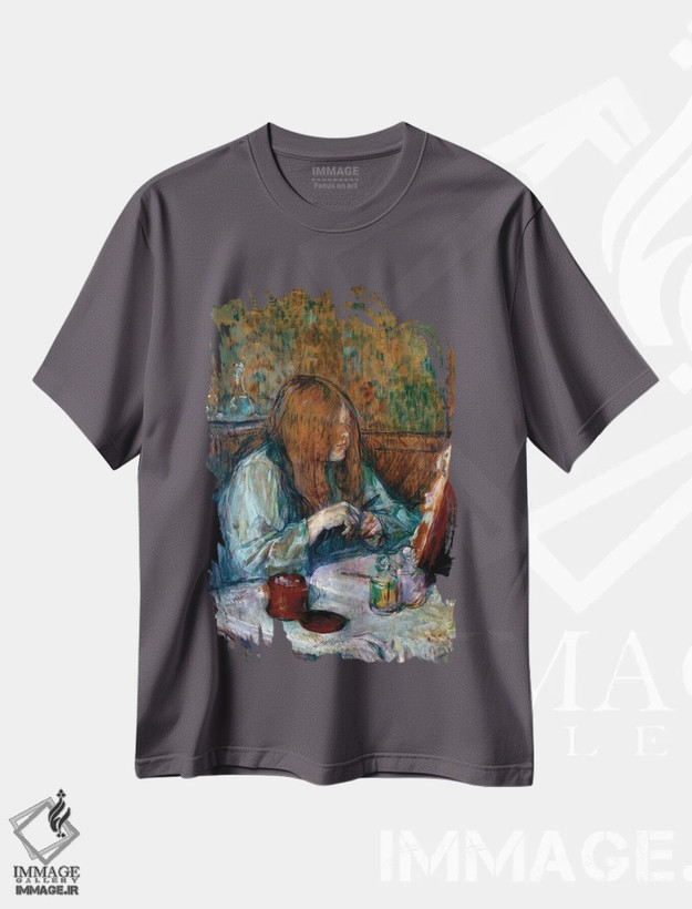 تیشرت طوسی طرح دار Madame Poupoule, 1898,سر میز آرایش، مادام پوپوول، ۱۸۹۸ اثر آنری دو تولوز-لوترک