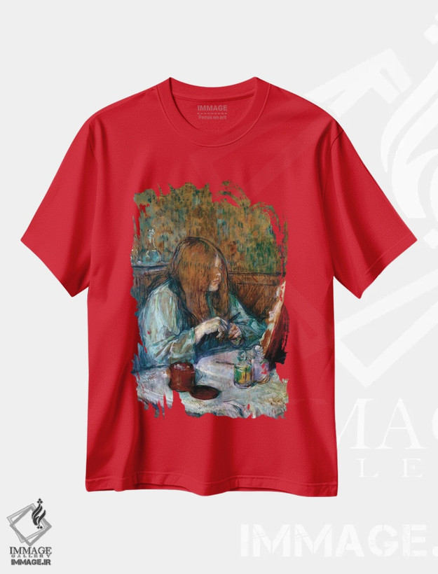 تیشرت قرمز طرح دار Madame Poupoule, 1898,سر میز آرایش، مادام پوپوول، ۱۸۹۸ اثر آنری دو تولوز-لوترک