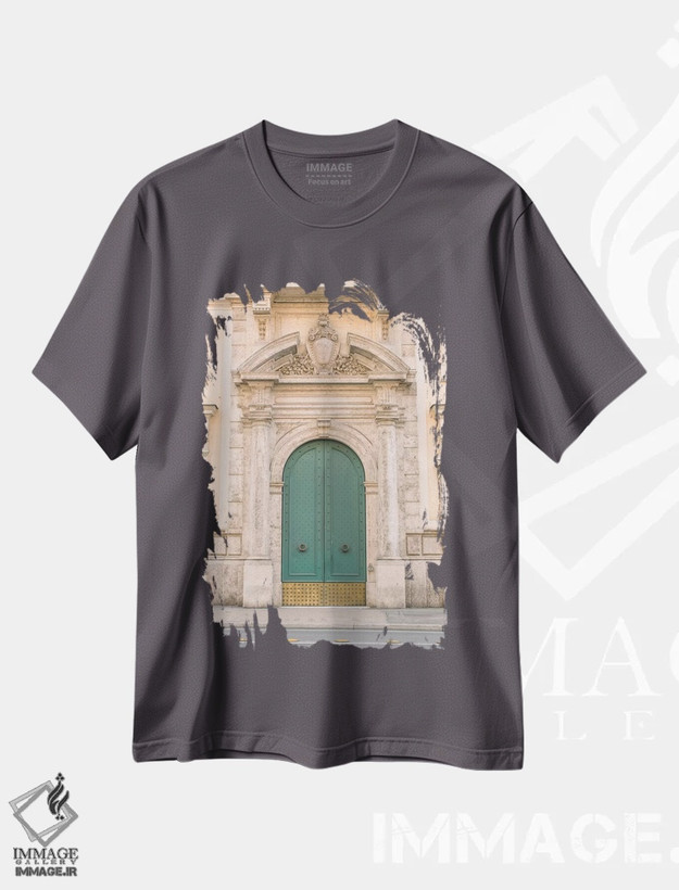 تیشرت طوسی طرح دار Rome, Italy,در آبی و طلایی، رم، ایتالیا اثر لاولی لیتل هوم کو