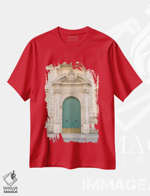 تیشرت قرمز طرح دار Rome, Italy,در آبی و طلایی، رم، ایتالیا اثر لاولی لیتل هوم کو
