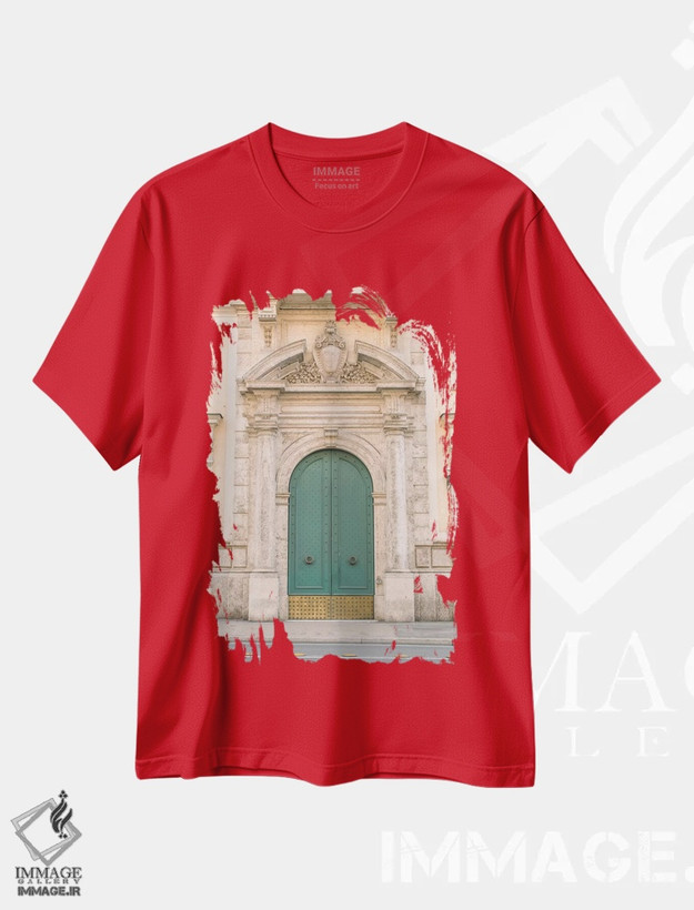 تیشرت قرمز طرح دار Rome, Italy,در آبی و طلایی، رم، ایتالیا اثر لاولی لیتل هوم کو